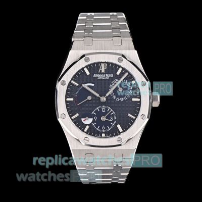 BLS Swiss Replica Audemars Piguet Royal Oak Dual Time Blue Dial Stainless Steel Watch 